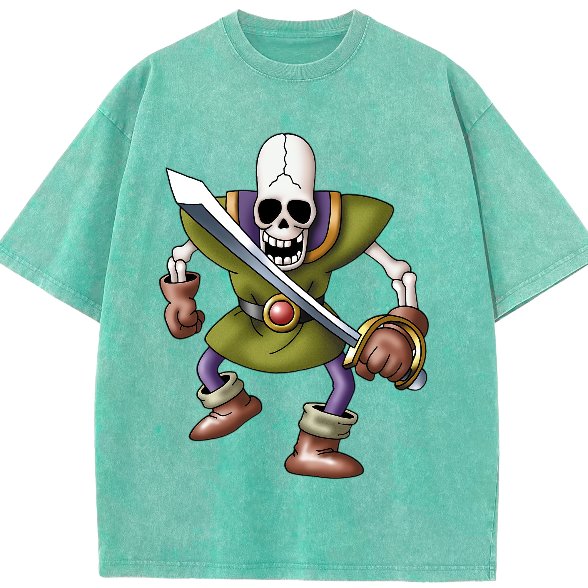 （画像用） ドラゴンクエスト Doragon Kuesuto Dragon Quest 綿100% ヴィンテージ風 半袖Tシャツ（フロントプリント）